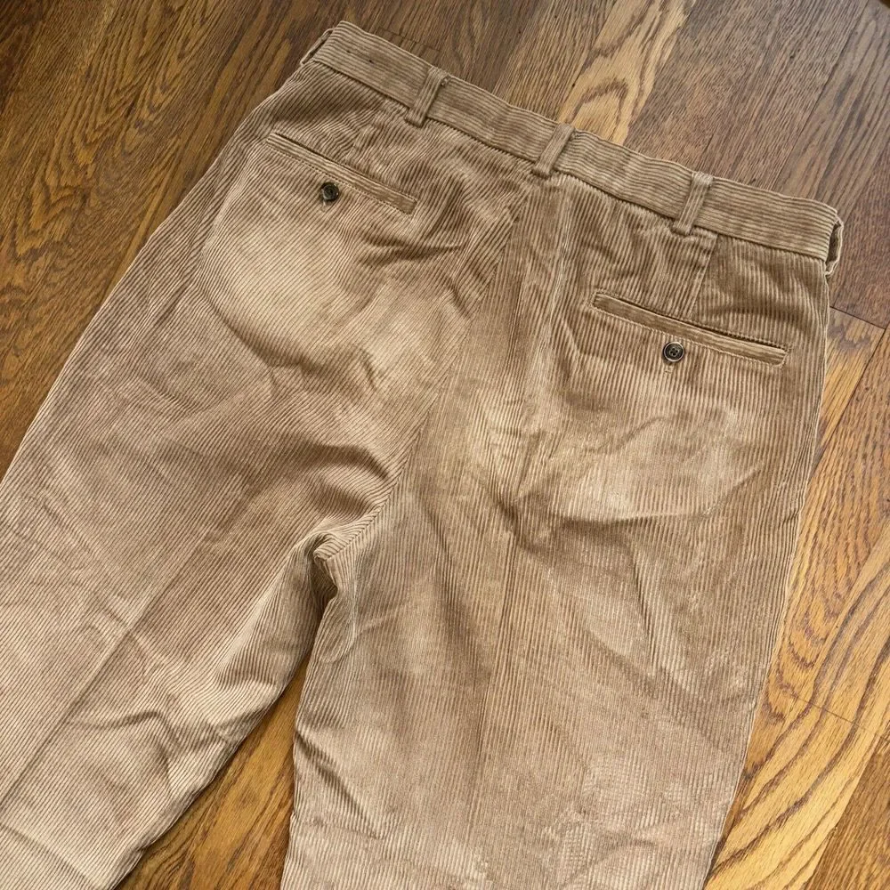 Brooks Brothers 346 Corduroy Pants Mens 35‎ X 30 Brown Pleated Cuffed Preppy
